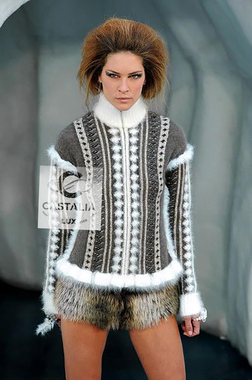 Chanel New Vogue Cover Angora Fluffy Zip Jacket 42 FR 1
