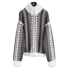 Chanel New Vogue Cover Angora Fluffy Zip Jacket 42 FR