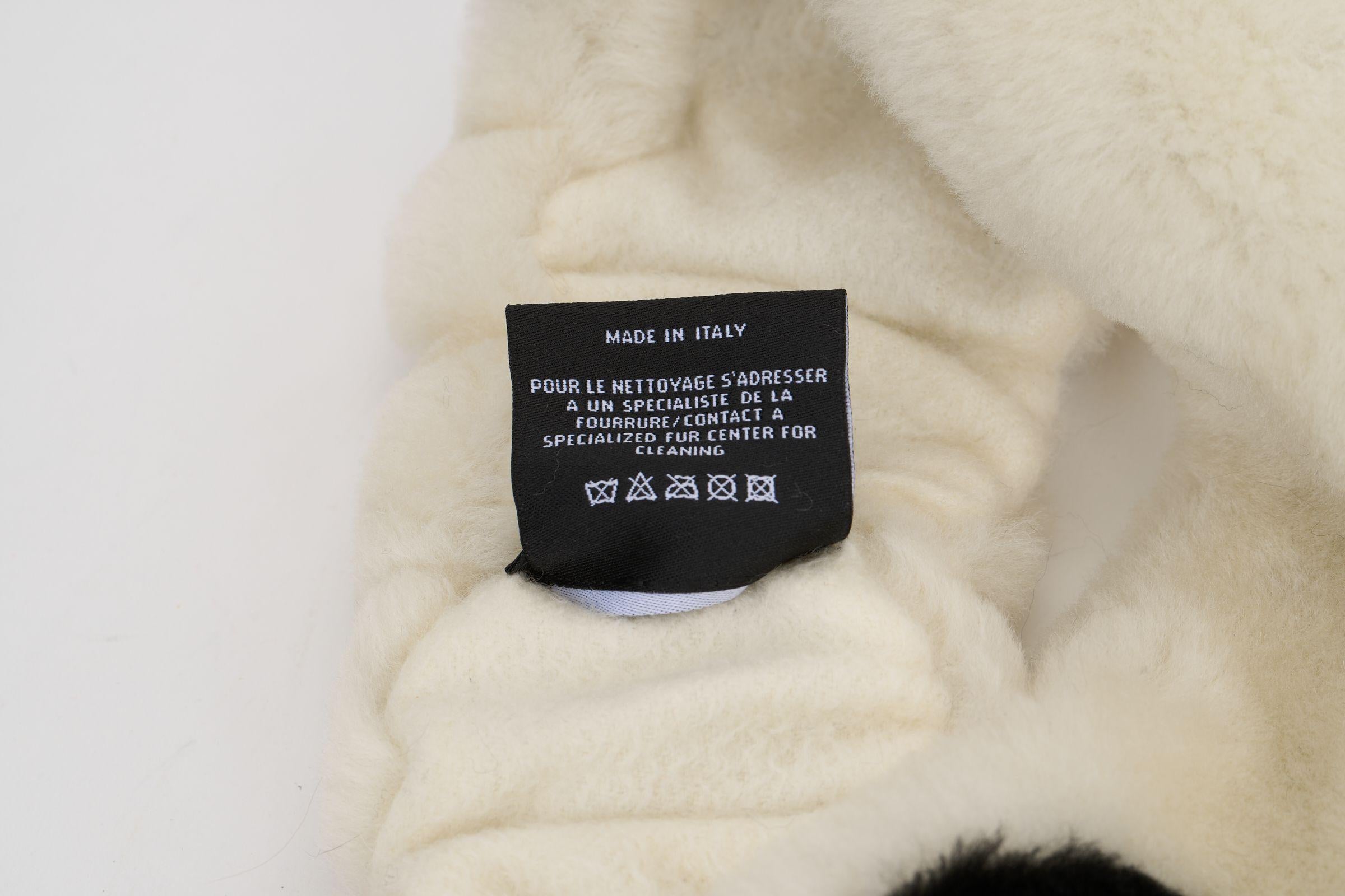 Chanel New White Shearling Logo Headband For Sale 2