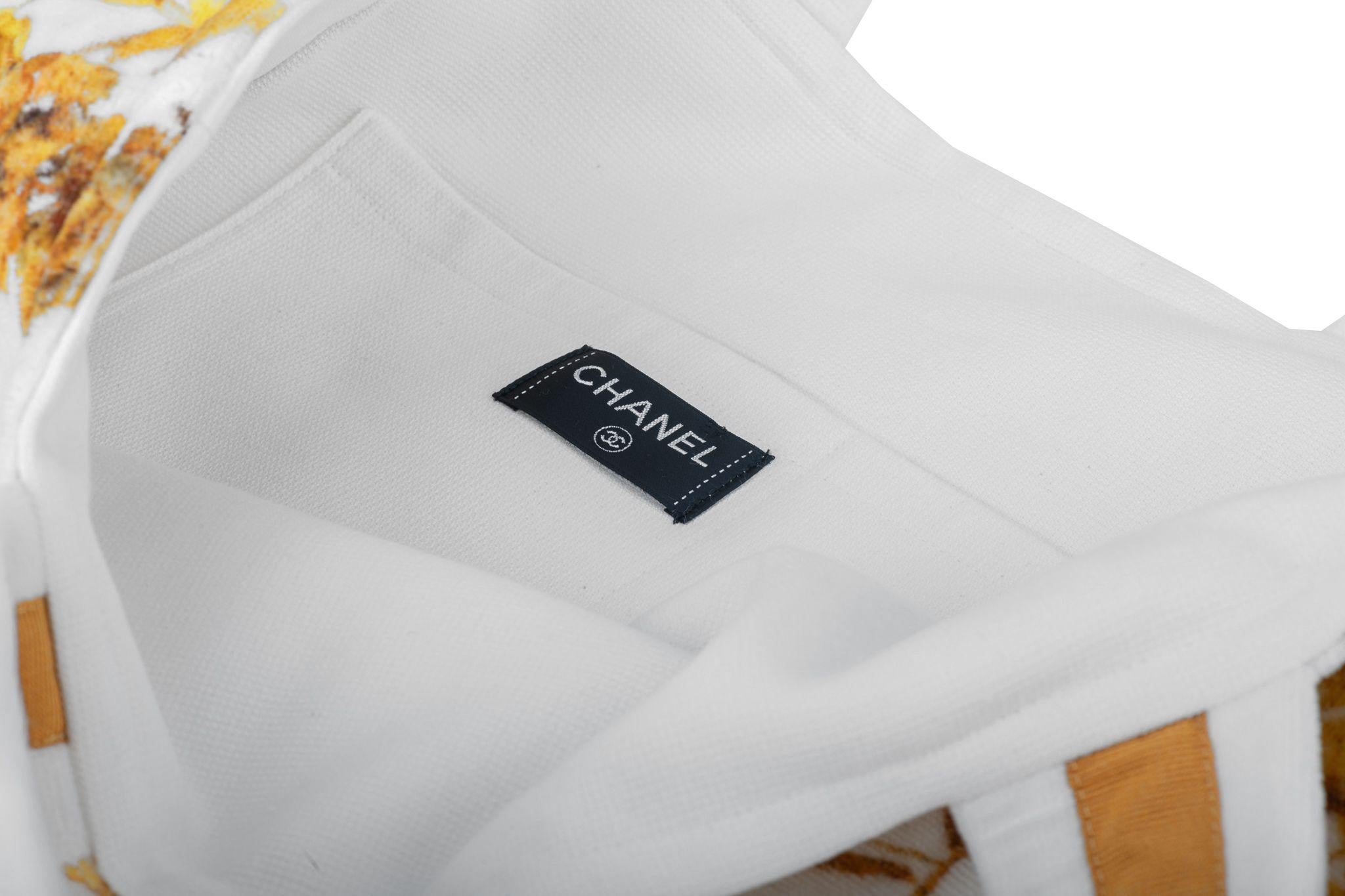 Chanel New White Terry Cloth Beach Bag For Sale 1