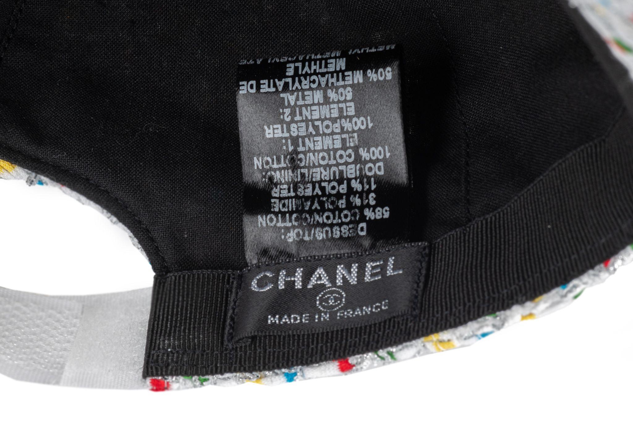 Chanel New White Tweed Baseball Hat MD In New Condition For Sale In West Hollywood, CA