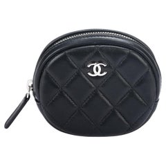 CHANEL Caviar Quilted Perforated CC Zip Coin Purse White 1238368