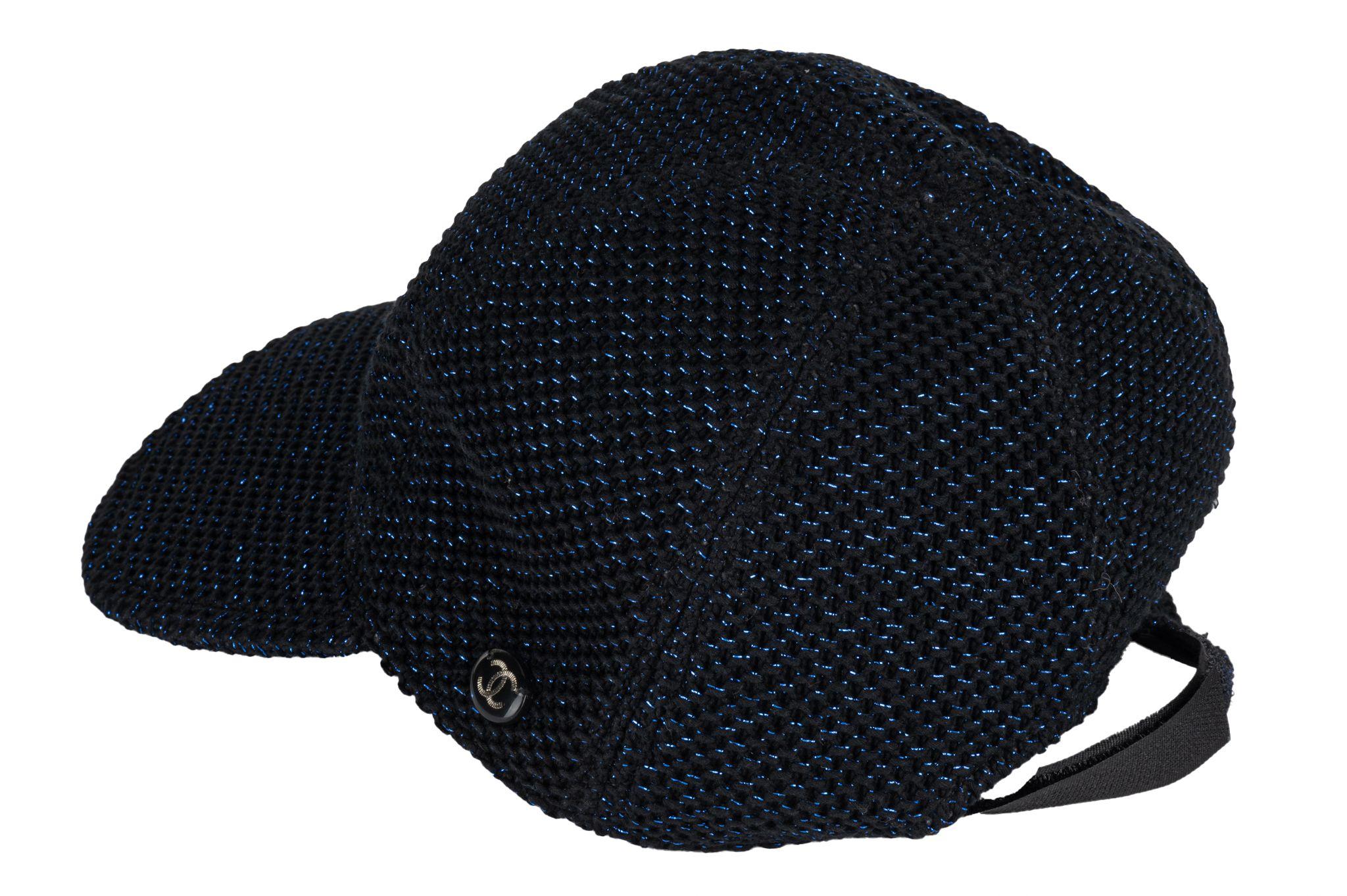 Chanel NIB Black Lurex Baseball Hat In New Condition For Sale In West Hollywood, CA