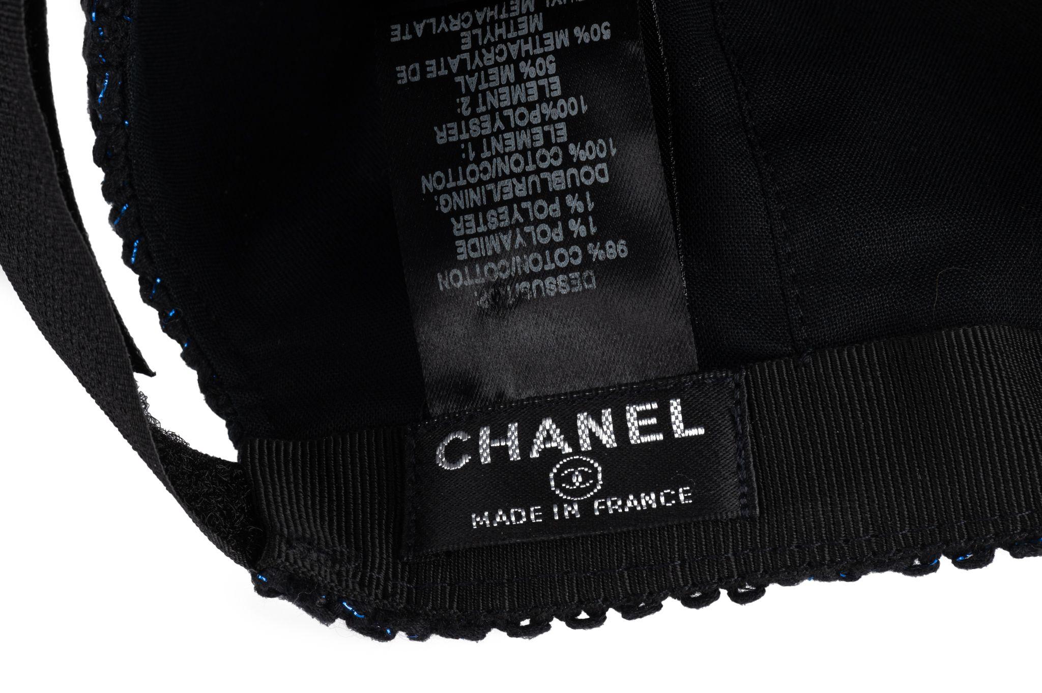 Chanel NIB Black Lurex Baseball Hat For Sale 2