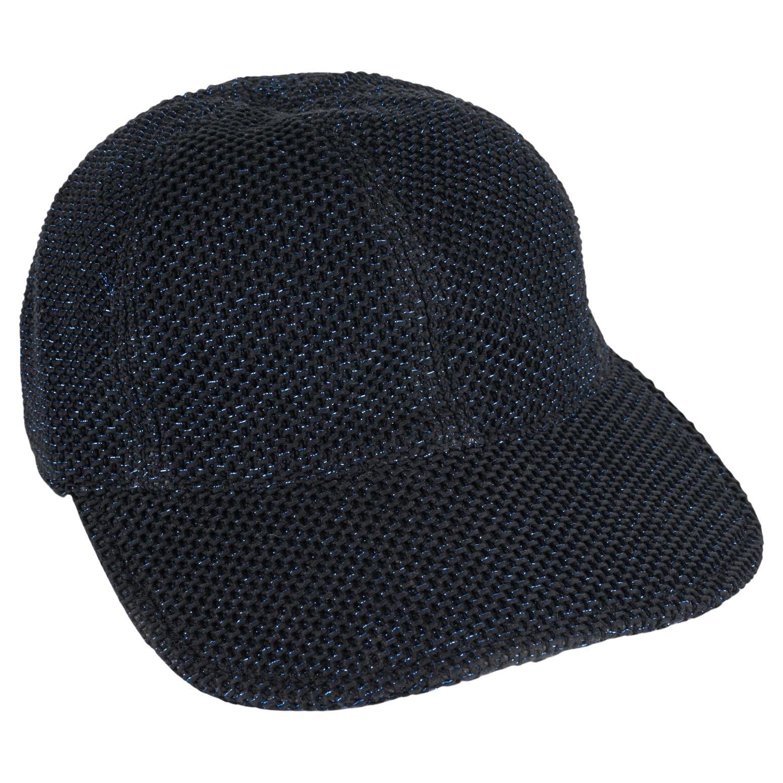 Chanel NIB Black Lurex Baseball Hat For Sale