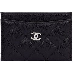 Chanel NIB Card Holder Black Silver