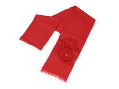 Chanel NIB Red Camellia Cashmere Scarf