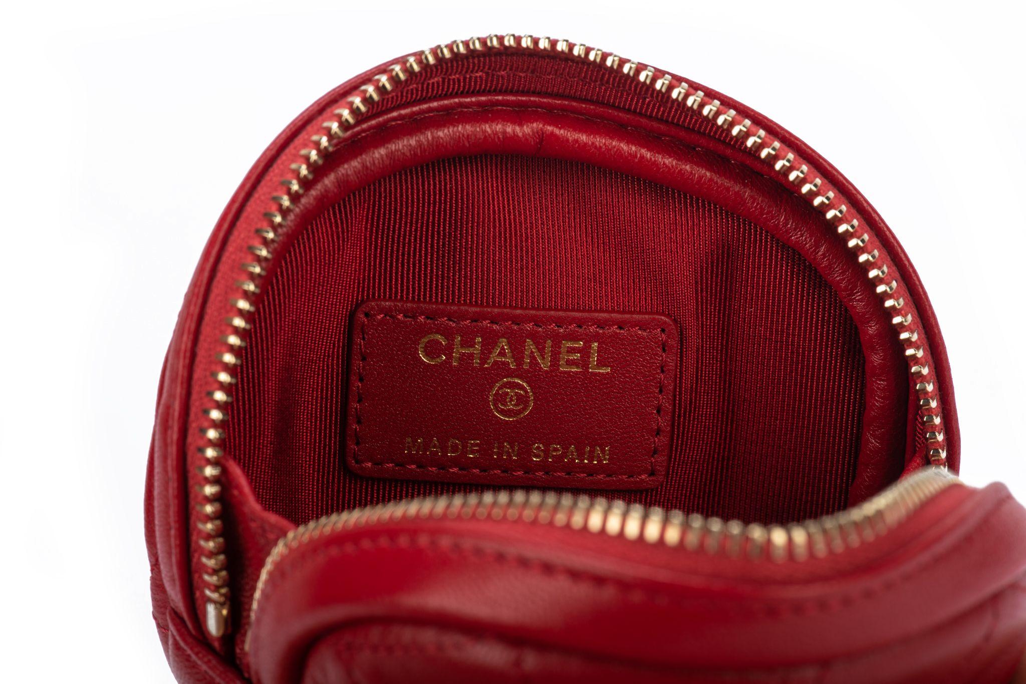 Chanel NIB Red Quilted Caviar Coin Case 1