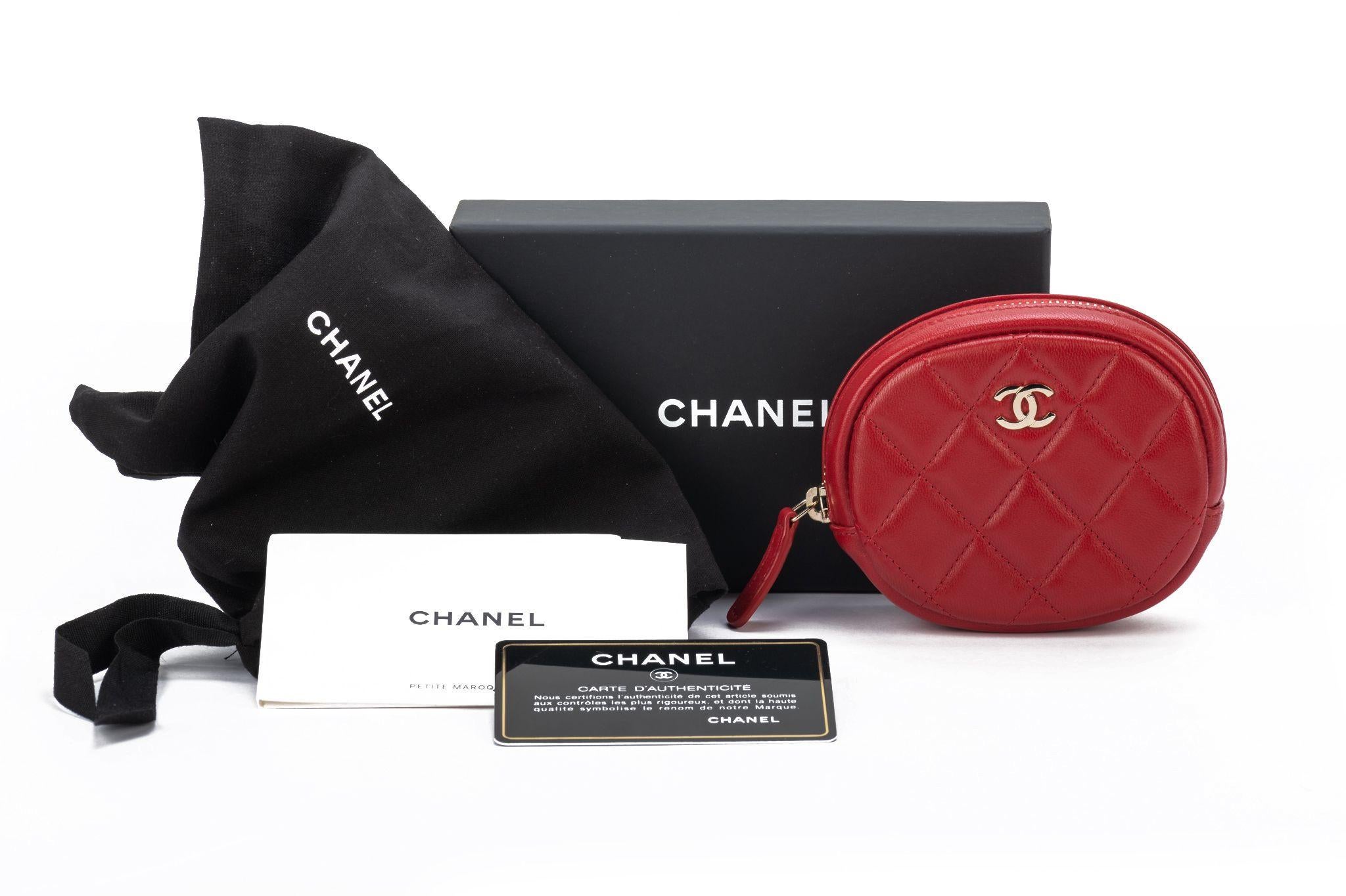 Chanel NIB Red Quilted Caviar Coin Case 3