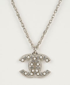 Chanel NIB Silver CC Pendant Necklace