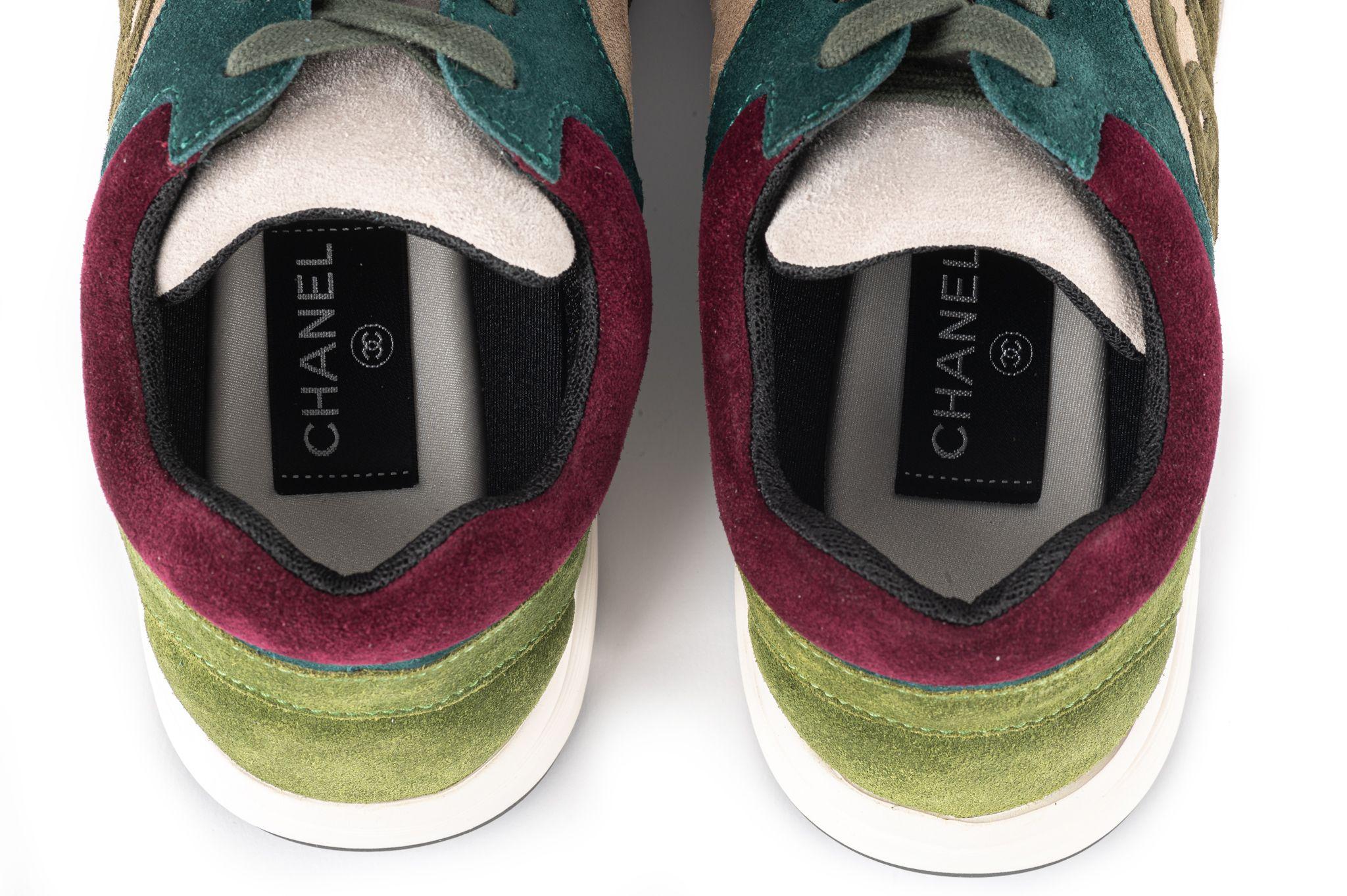 Chanel NIB Suede Multicolor Sneakers 39 2