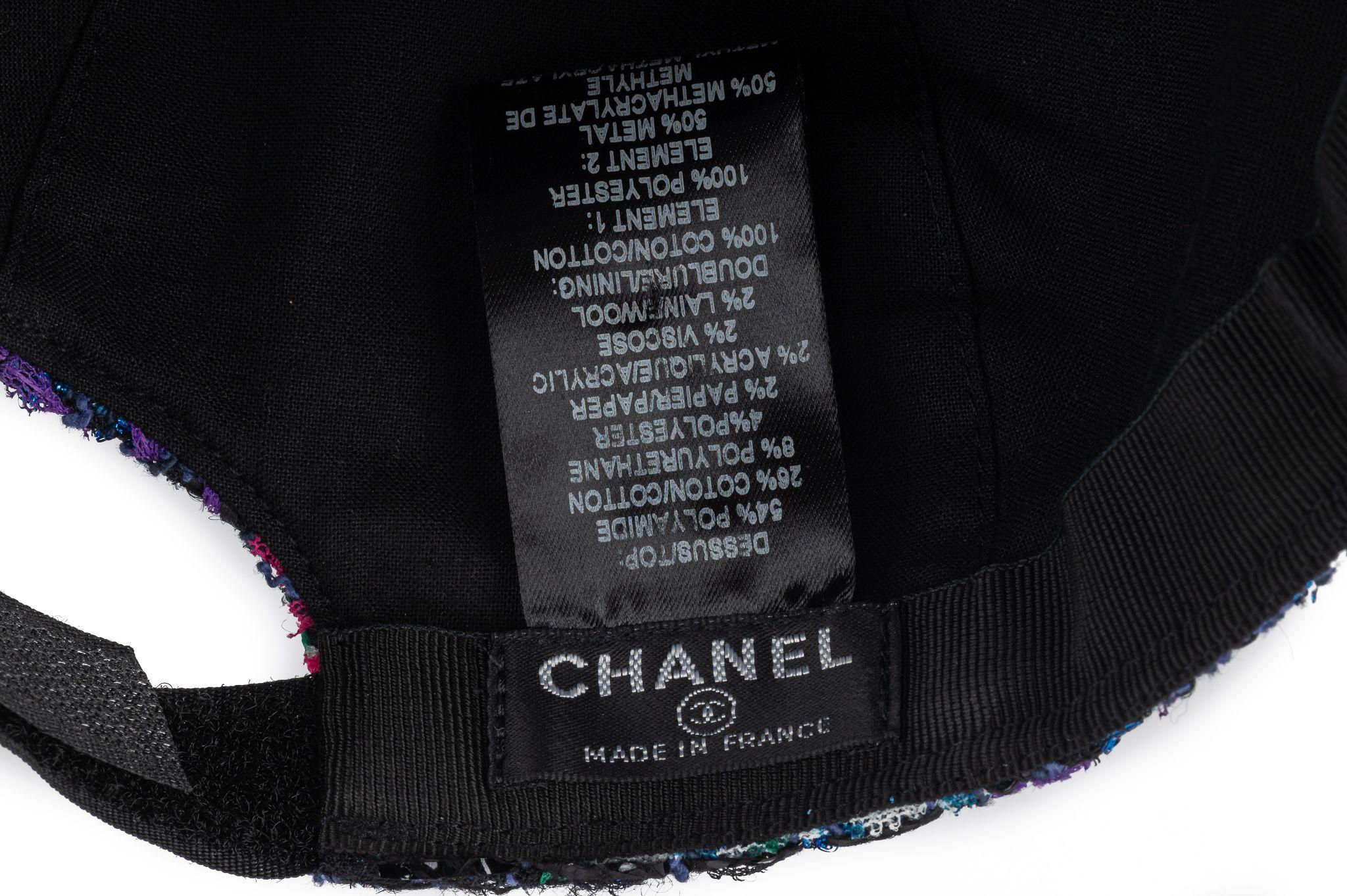 Purple Chanel NIB Tweed Baseball Hat Medium For Sale