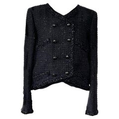 Chanel Nicola Peltz CC Buttons Black Tweed Jacket