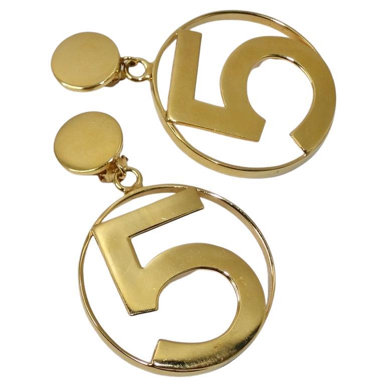 Chanel No 5 Hoop Earrings Iconic Jumbo circa 1988