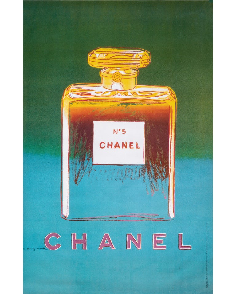 Chanel Nº 5 Poster by Andy Warhol, Green-Turquoise, large 1997 original Edition For Sale