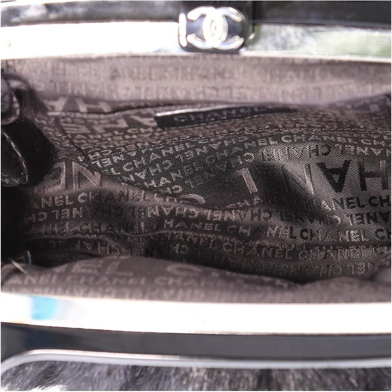 Black Chanel No. 5 Resin Chain Frame Shoulder Bag Fur Medium