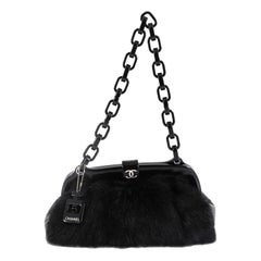 Chanel No. 5 Resin Chain Frame Shoulder Bag Fur Medium