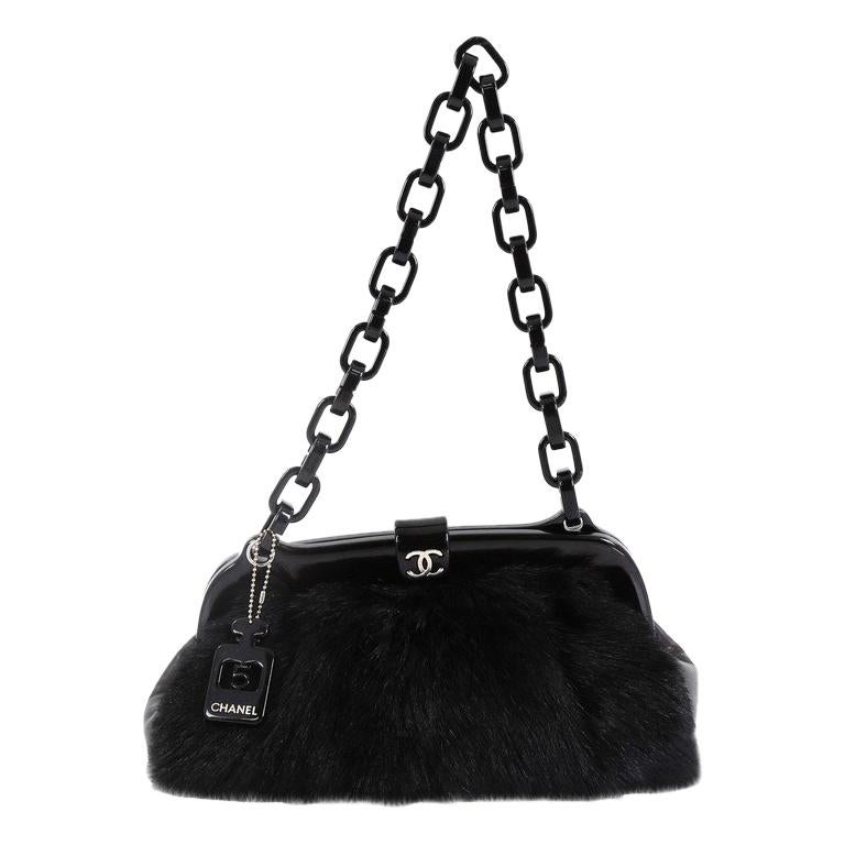 Chanel No. 5 Resin Chain Frame Shoulder Bag Fur Medium at 1stDibs