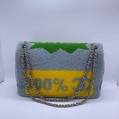 CHANEL No 5 Shearling Jumbo Flap Bag Grey Wool Silver HW Limited