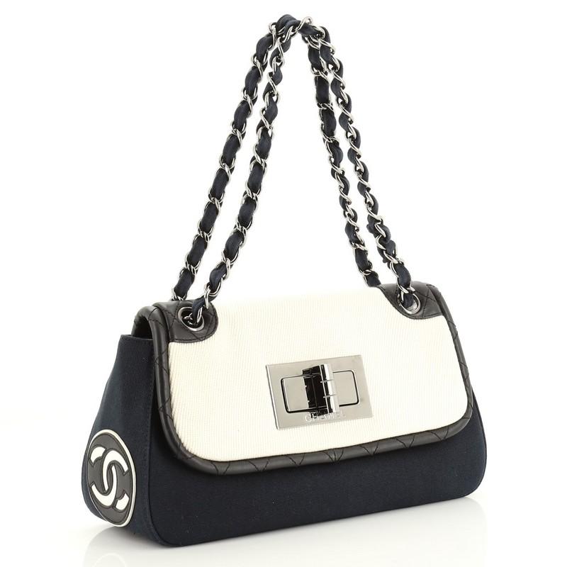 Chanel No.5 Giant Mademoiselle Lock Flap Bag Canvas with Leather In Good Condition In NY, NY