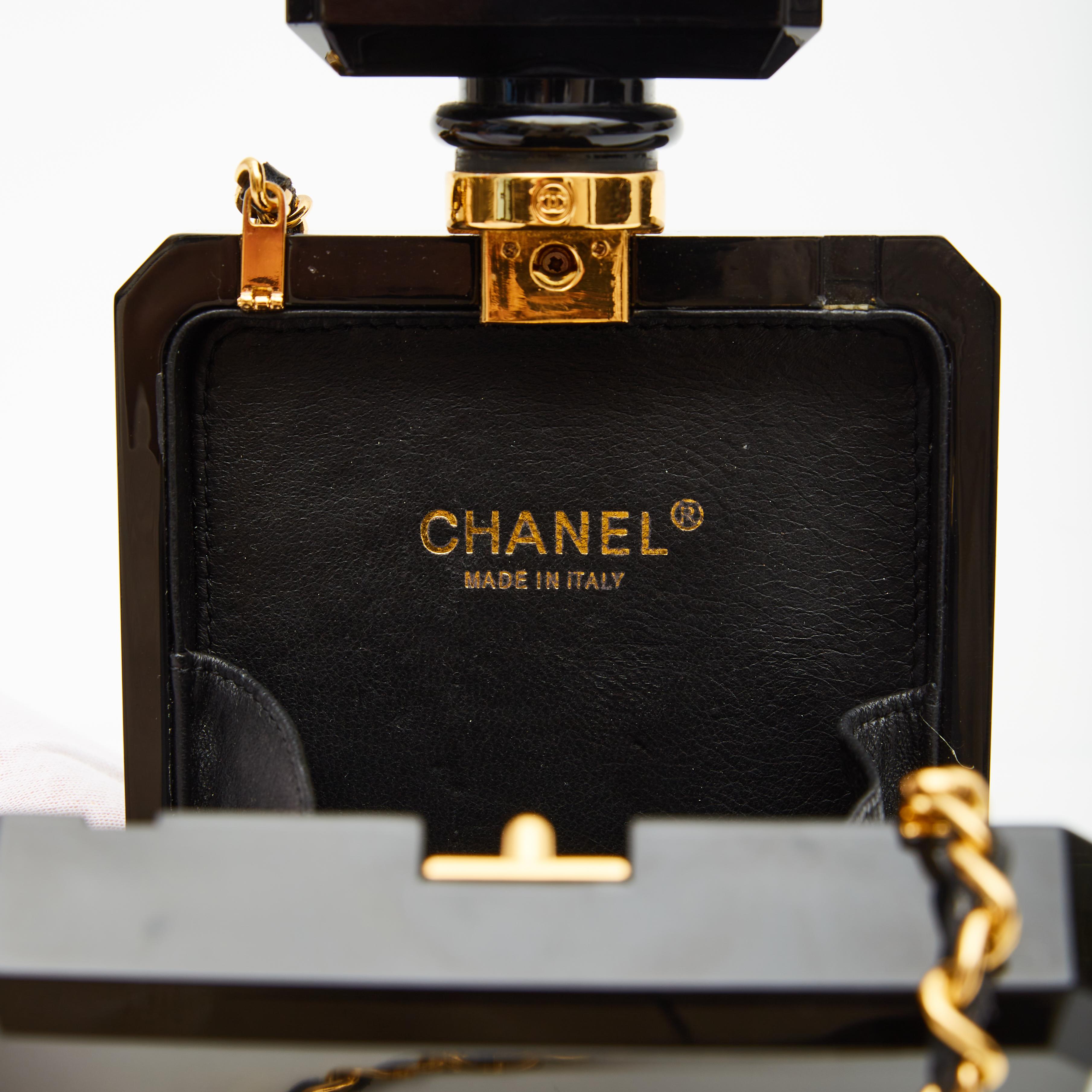 Chanel No5 Perfume Black Limited Edition Evening Shoulder Bag For Sale 7