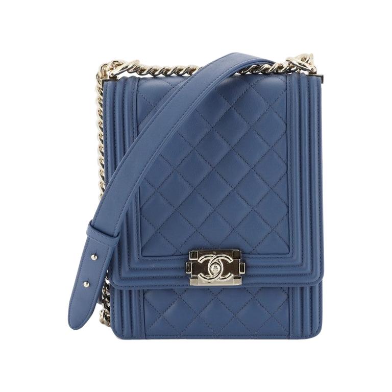 Chanel North South Boy Flap Bag Quilted Calfskin Small at 1stDibs