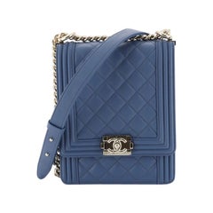 Chanel North South Boy Flap Bag Quilted Calfskin Small