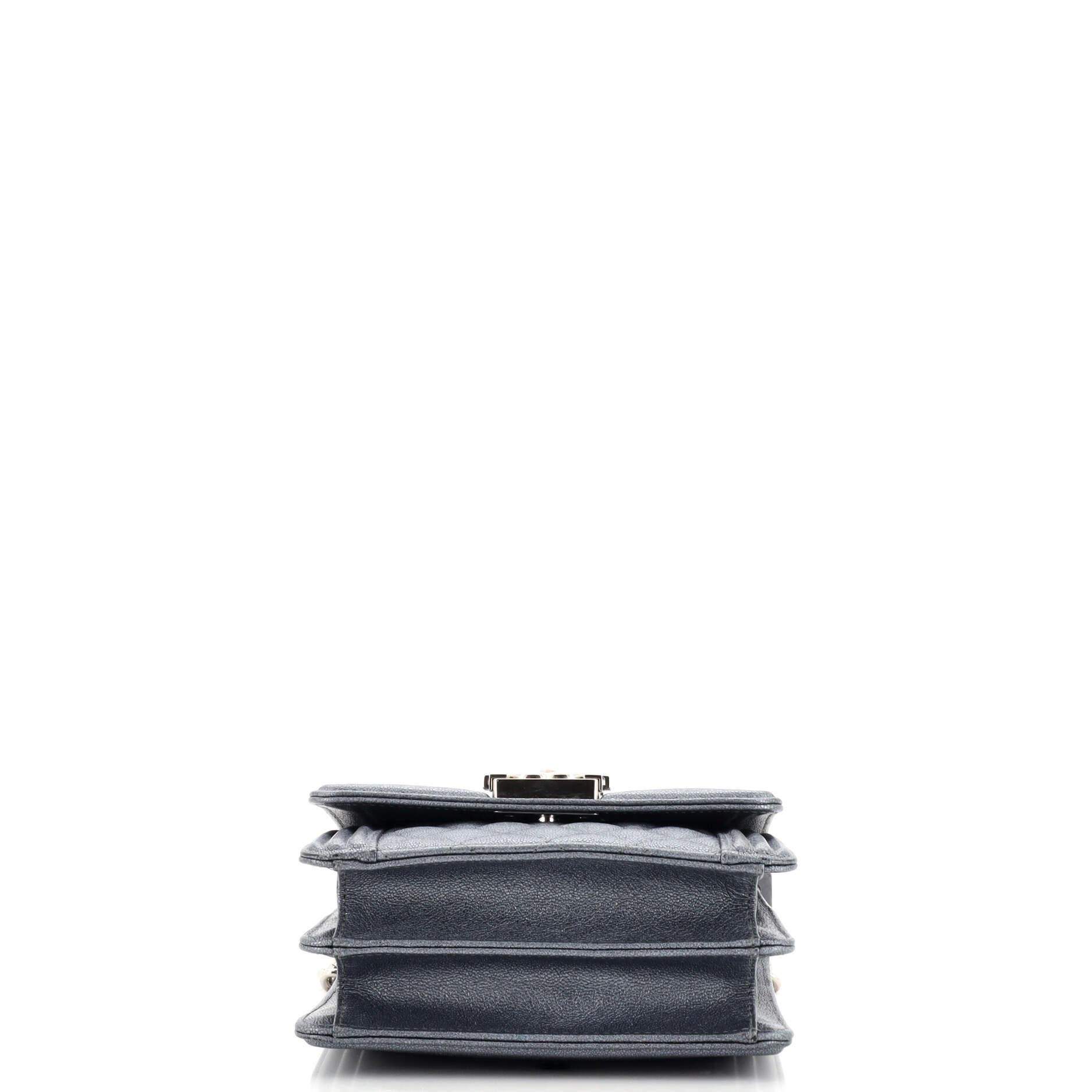 Women's Chanel North South Boy Flap Bag Quilted Caviar Small