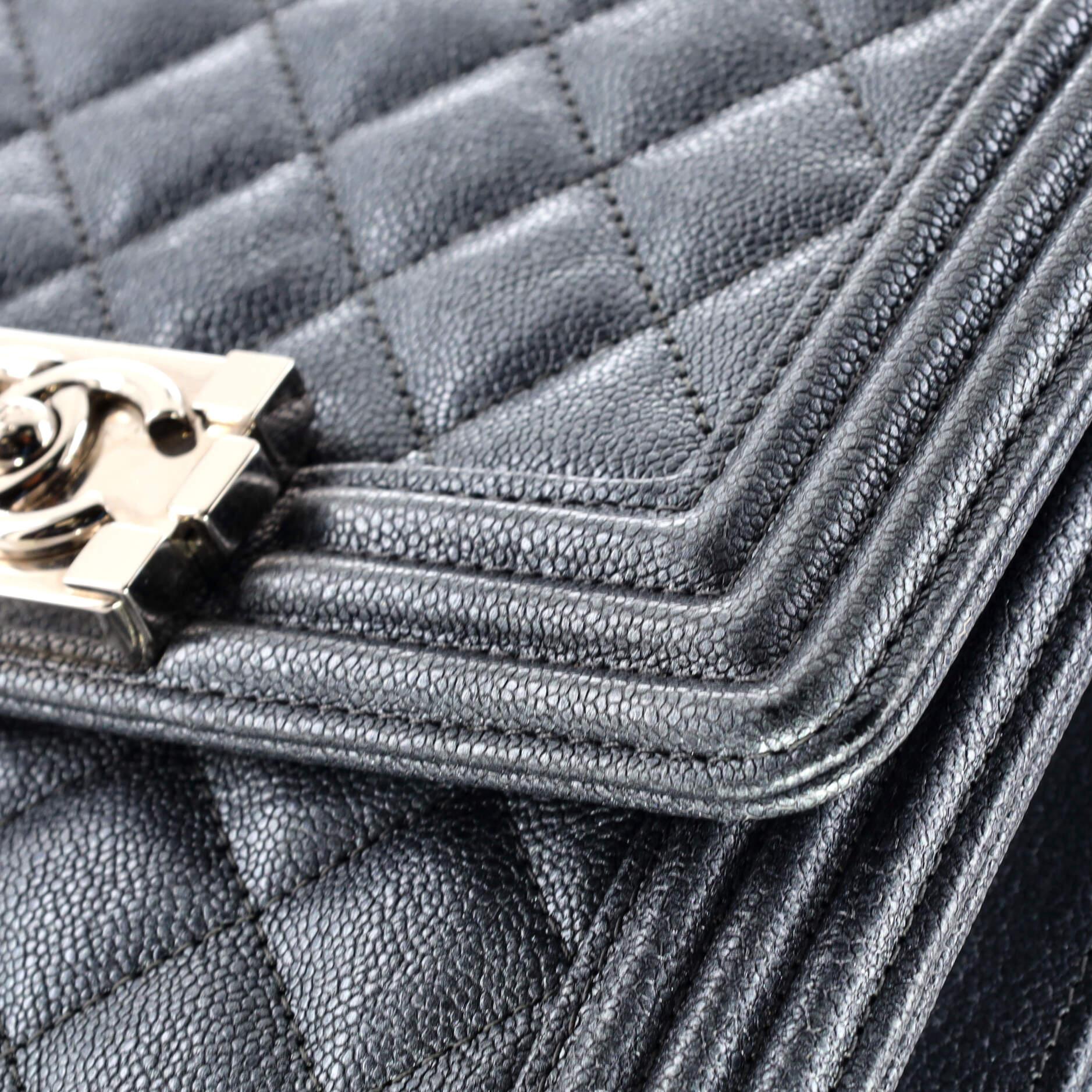Chanel North South Boy Flap Bag Quilted Caviar Small 4