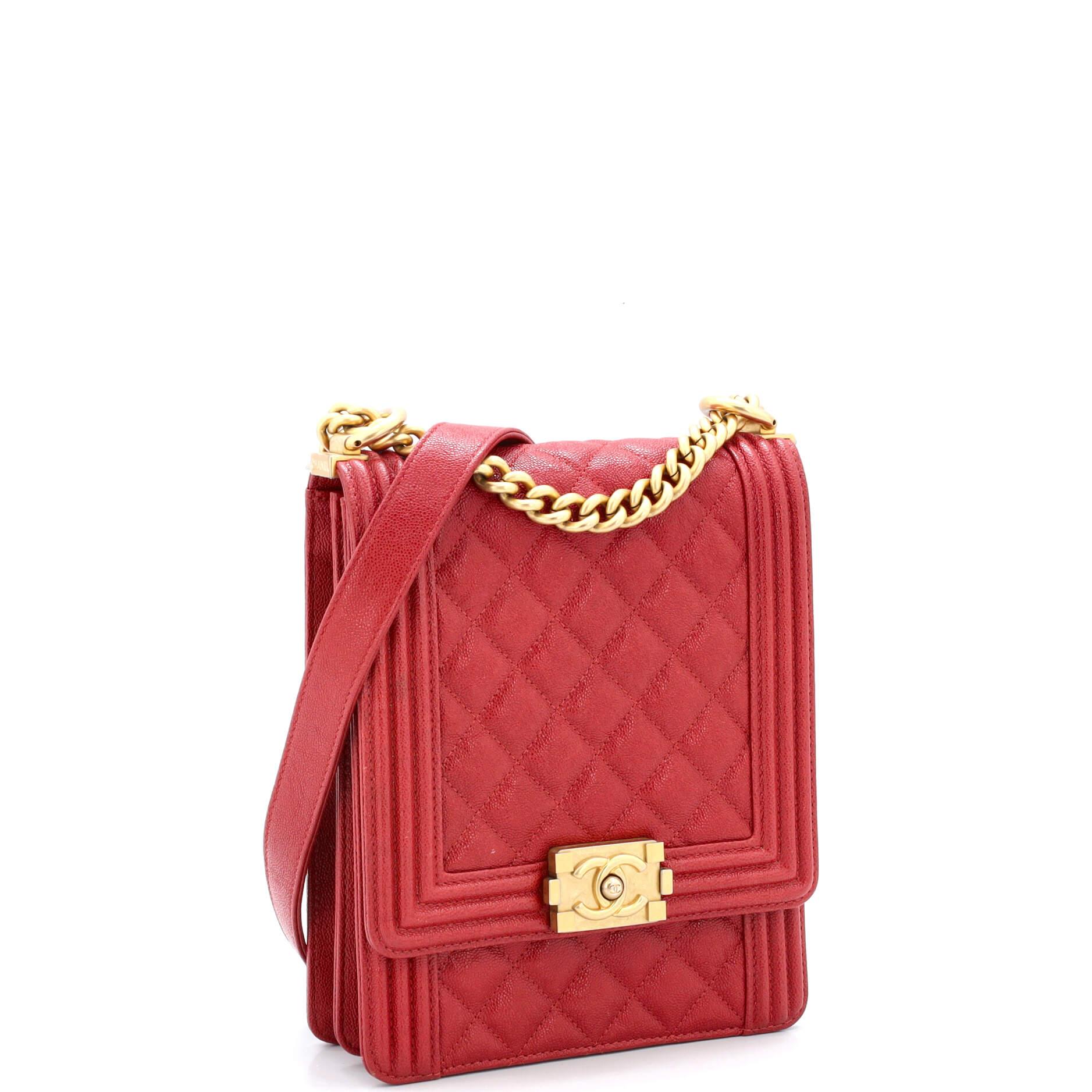 Chanel North South Boy Flap Bag Quilted Caviar Small In Good Condition For Sale In NY, NY
