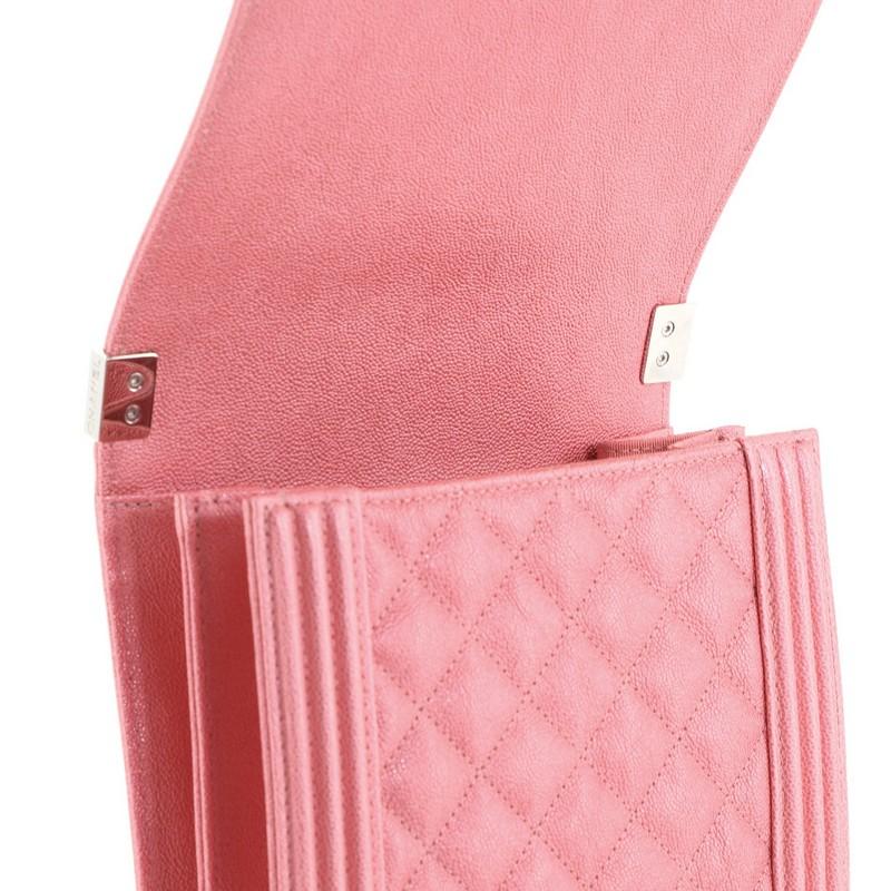 Pink Chanel North South Boy Flap Bag Quilted Caviar Small