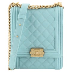 Chanel North South Boy Flap Bag Quilted Caviar Small