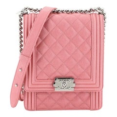 Chanel North South Boy Flap Bag Quilted Caviar Small