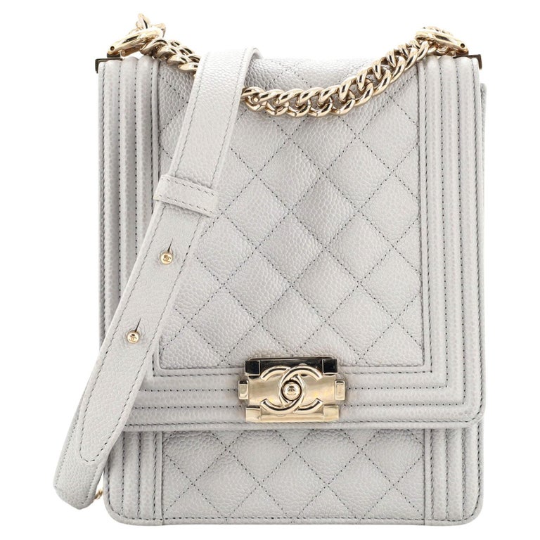 Chanel North South Boy Flap Bag Quilted Caviar Small at 1stDibs