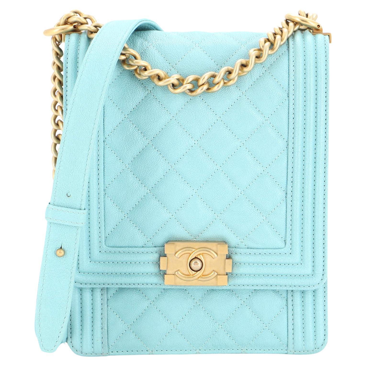 Chanel North South Boy Flap Bag Quilted Caviar Small