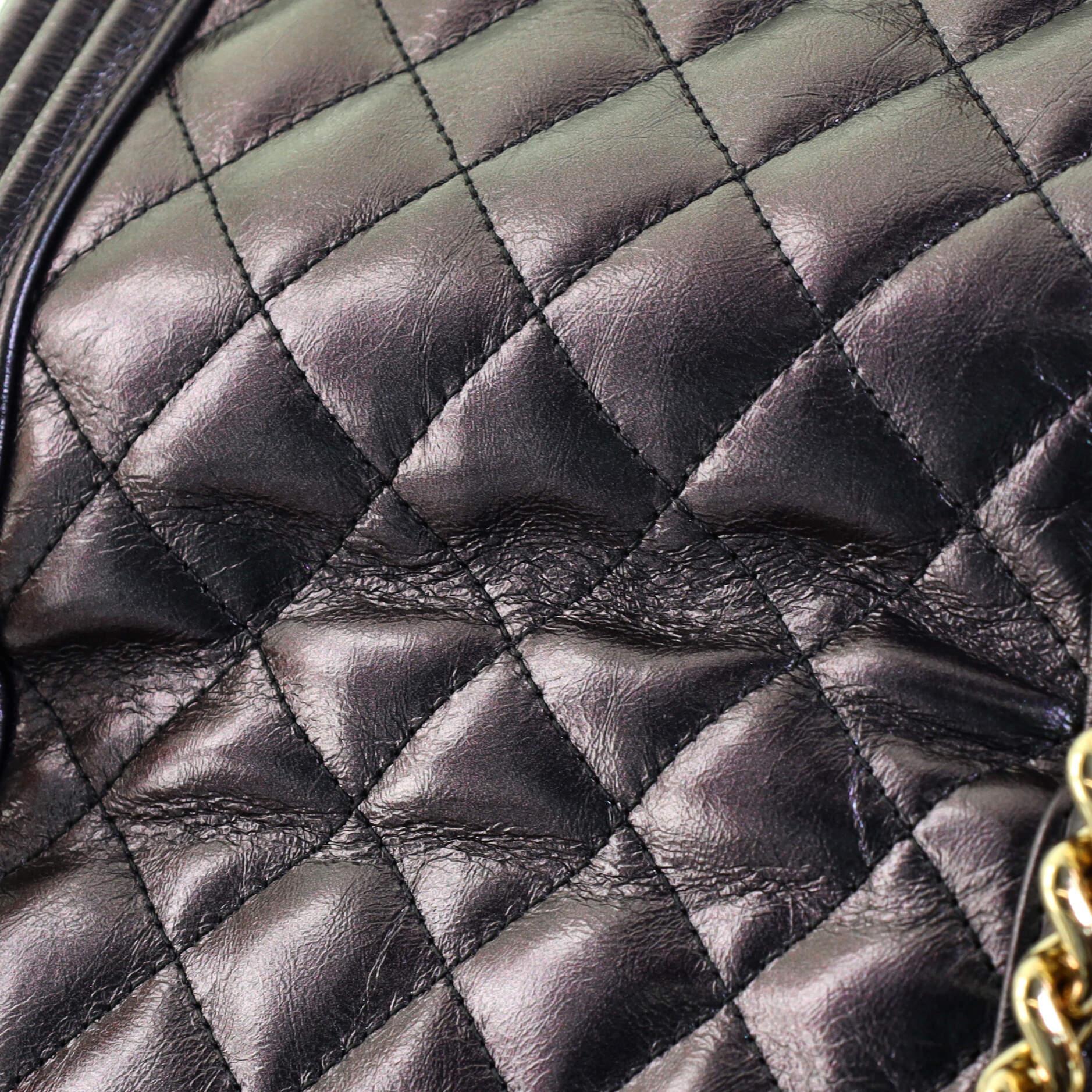 Chanel North South Boy Flap Bag Quilted Iridescent Calfskin Small In Good Condition In NY, NY