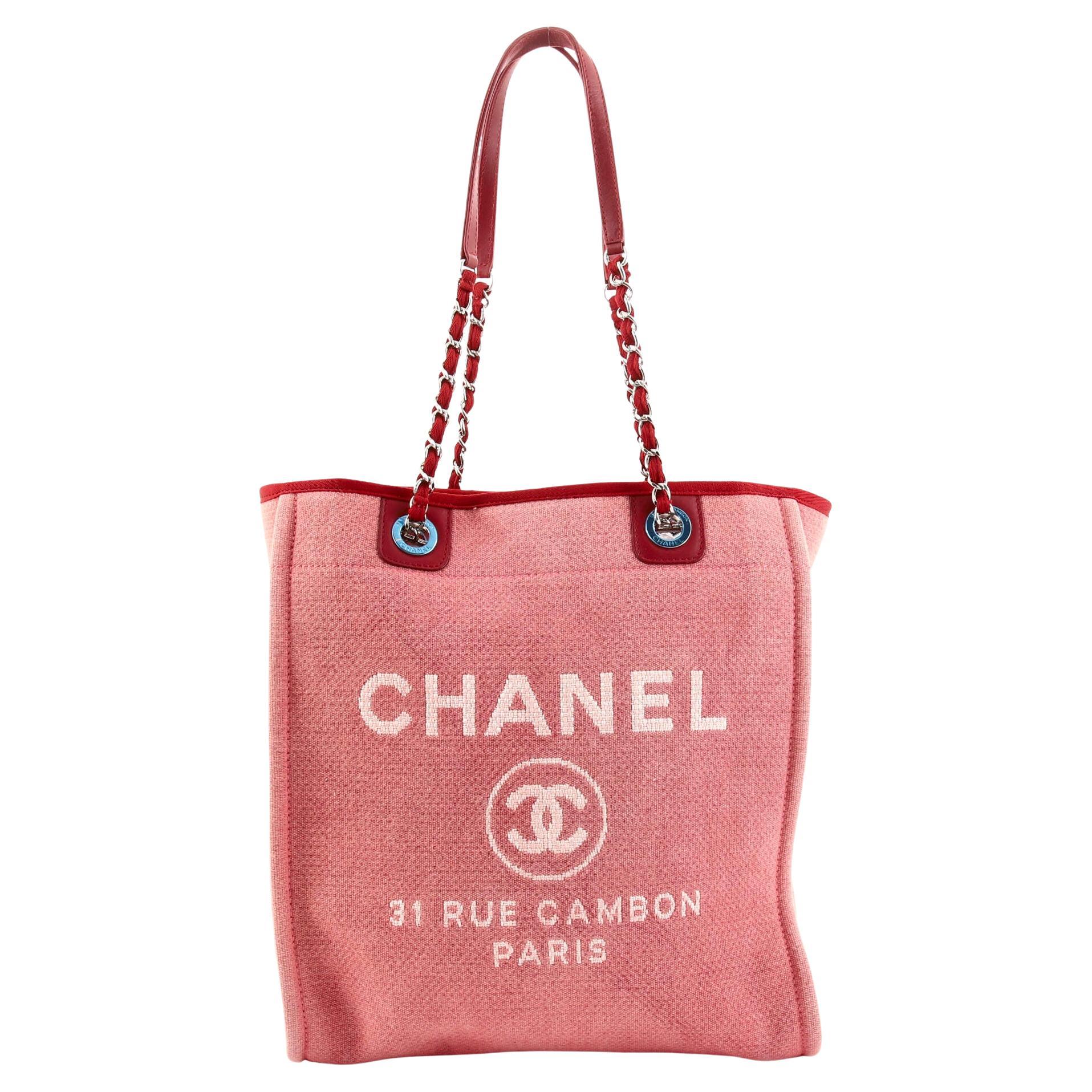 Chanel North South Deauville Tote Canvas Large at 1stDibs