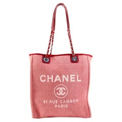 Chanel North South Deauville Tote Canvas Large at 1stDibs