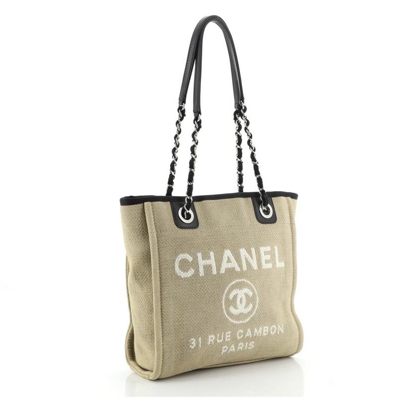 Brown Chanel North South Deauville Tote Canvas Small