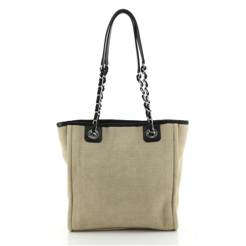 Chanel North South Deauville Tote Canvas Small In Good Condition In NY, NY