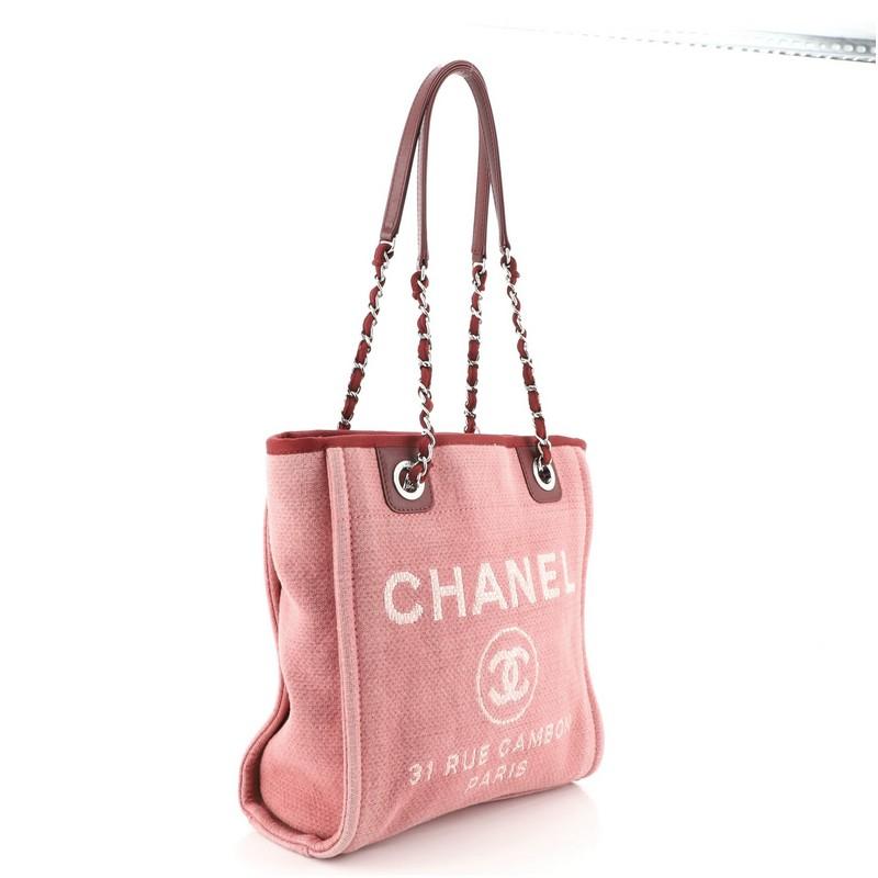 Brown Chanel North South Deauville Tote Canvas Small