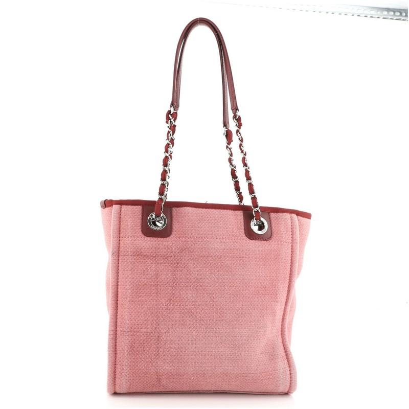 Chanel North South Deauville Tote Canvas Small In Good Condition In NY, NY