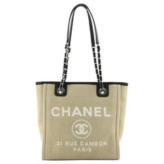 Chanel North South Deauville Tote Canvas Small