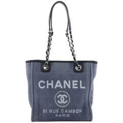 Chanel North South Deauville Tote Canvas Small