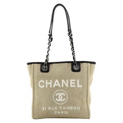 Chanel North South Deauville Tote Canvas Small