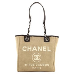 Chanel North South Deauville Tote Canvas Small