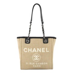 Chanel North South Deauville Tote Canvas Small