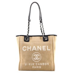 Chanel Deauville Tote Striped Mixed Fibers Medium at 1stDibs