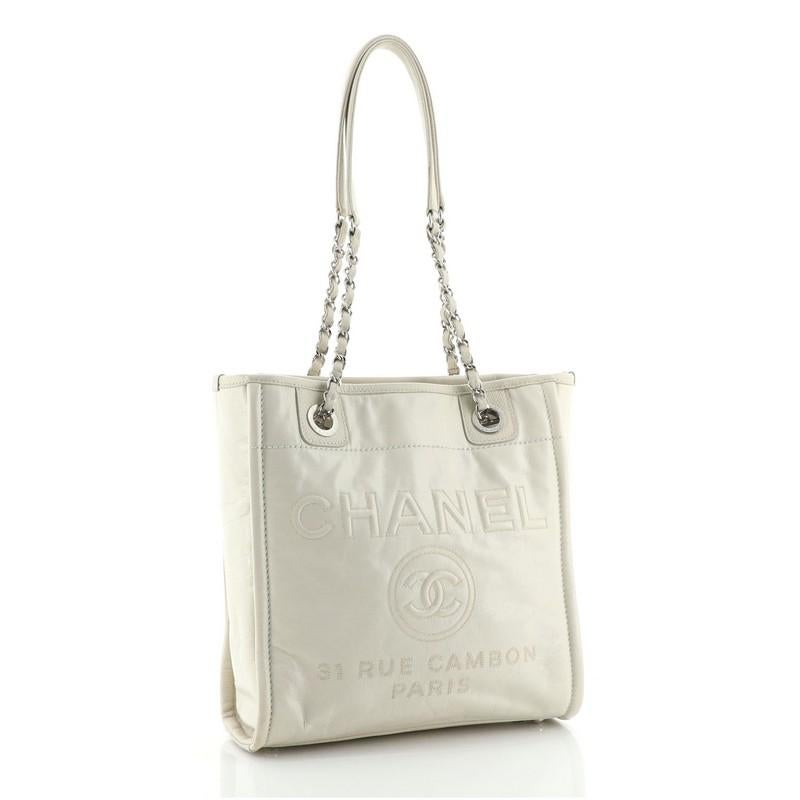 Beige Chanel North South Deauville Tote Glazed Calfskin Small