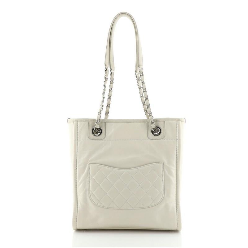 Chanel North South Deauville Tote Glazed Calfskin Small In Good Condition In NY, NY